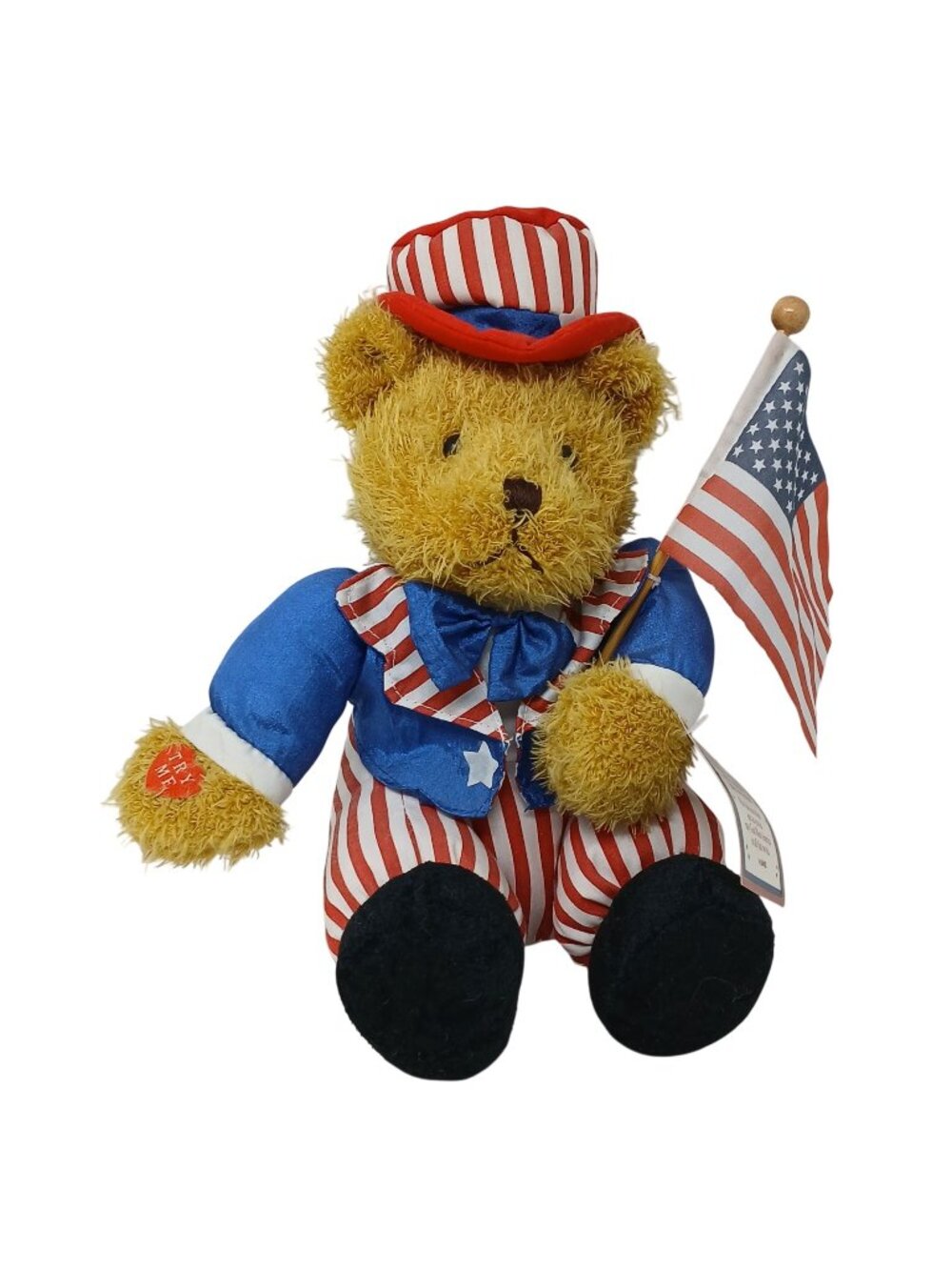 Ganz  Uncle Sam Teddy Bear God Bless America Patriotic Plush 9" No Sound #S1-C